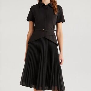 Elegant Black Pleated Dress